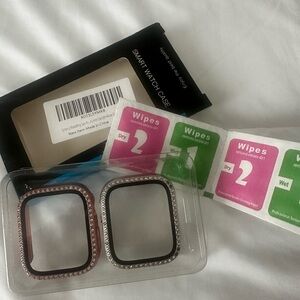 Elegant Rhinestone Smartwatch Case Set - Rose Gold and Silver